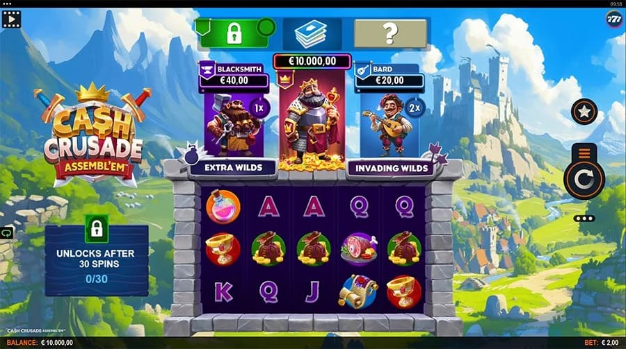 Symbols and values in Cash Crusade ASSEMBL'EM slot