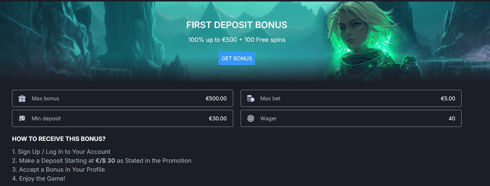 Eerste Stortingsbonus Monixbet